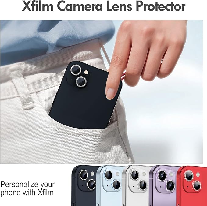 for iPhone 14/14 Plus Camera Lens Protector Bling Diamond, Black | Individual Metal, 9H Hardness, Scratch Resistant, Shockproof, Drop Protection, Case Friendly, Stylish Accessories - Image 5
