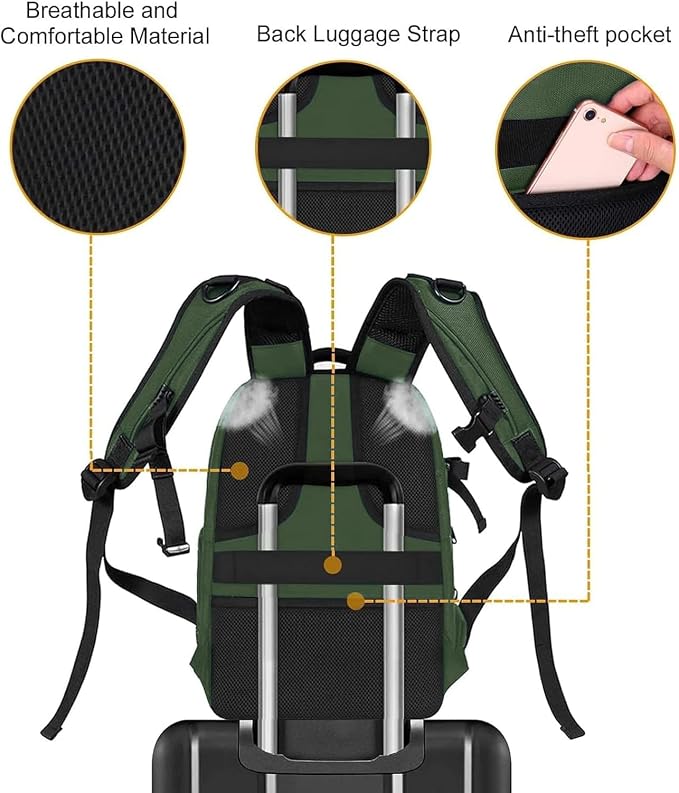 MOSISO Camera Backpack, DSLR/SLR/Mirrorless Photography Camera Bag | Waterproof Hardshell Bag with Insert&Tripod Holder&Laptop Compartment Compatible with Canon/Nikon/Sony, Army Green - Image 4