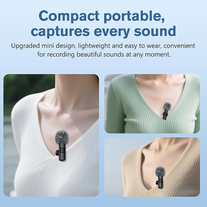 Professional Wireless Microphone for iPhone,iPad,Android, Lavalier Lapel Mic for Video Recording, Mini Mic Crystal Clear Recording with USB-C for Content Creators Vlog YouTube Tiktok Podcast Interview - Image 2