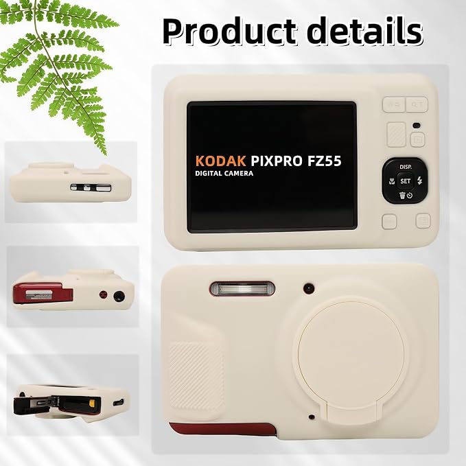 Case for Kodak PIXPRO FZ55, FZ55 accessories | Soft Silicone Protective Case Removable Lens Cover, Comes with 2 Screen Protectors and 1 Wrist Strap. (Misty White) - Image 5