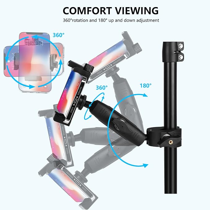 Music Boom Microphone Mic Stand Phone Holder Mount with Long Arm and Super Clamp 360° Rotation for Phone 14 13 12 11 MAX Pro Samsung Galaxy S22 S21 Google Pixel, 3.5 to 7" Smartphone - Image 4