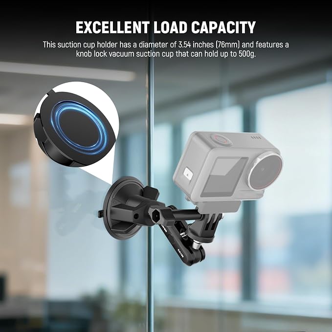 NEEWER Suction Cup Phone Holder & Camera Mount Compatible with GoPro DJI Insta360 iPhone, Car Phone Mount with Action Camera Adapter 360° Magic Arm for Vlogging Video Recording, CA158 - Image 3