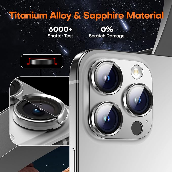 Camera Lens Protector for iPhone 16/15/14 Pro Max & 16/15/14 Pro | White Titanium, Aluminum Alloy, 9H+ Glass Camera Cover, Nano Reinforced Adhesive, Anti-Drop, Anti-Scratch, Case Friendly - Image 5