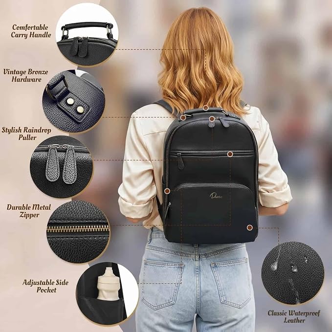 Camera Backpack Classic PU Leather for DSLR, Professional Camera Bag for Photographers with 15 Inch Laptop Compartment Large 20L - Image 5