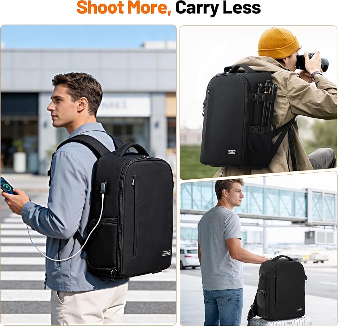 Cwatcun Camera Backpack, Large Water-Resistant DSLR Bag for Canon/Nikon/Sony - Image 9