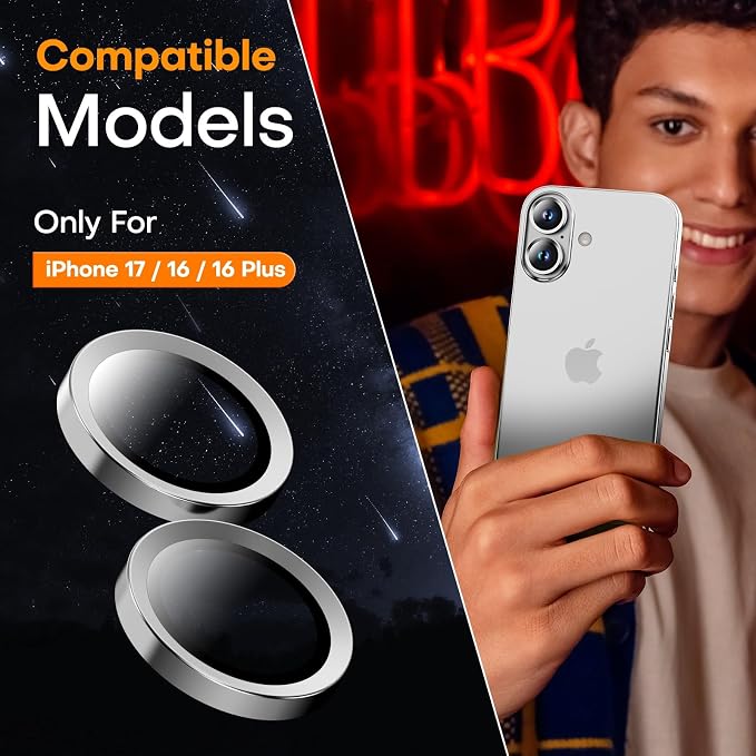 Camera Lens Protector for iPhone 17/16/16 Plus- White | 9H Tempered Glass, Metal Individual Camera Cover, Accessories, Anti-drop, Case Friendly, HD Clear, Anti-Scratch - Image 4