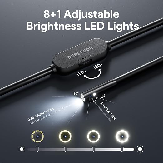 DEPSTECH 2K Endoscope Camera with Light, Dual Lens 2560P Phone Borescope | Inspection Scope for iPhone Android, Semi-Rigid Snake Cable, 9LEDs, IP67 Waterproof, for Automotive, HVAC, Plumbing, Mechanic - Image 5