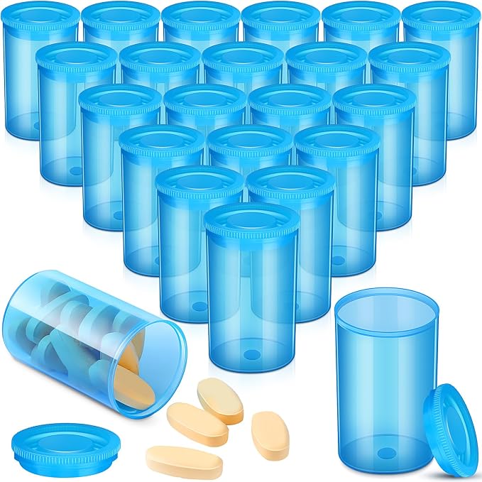 30 Pack Plastic Film Canisters Holder with Lids 35mm Empty Camera Reel Containers Blue Small Storage Bottles for Pills Beads Coins Vitamins Art Supplies Science Experiments Classroom Craft Projects - Image 8