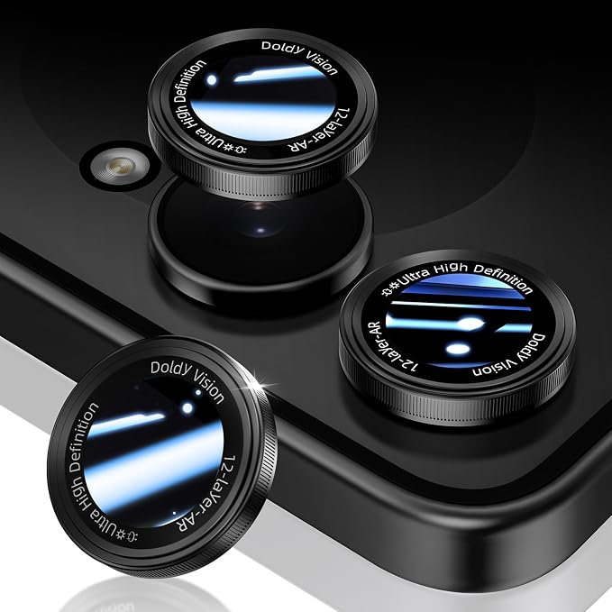 HelloDeere for Samsung Galaxy Z Flip 8 Camera Lens Protector, Military-Grade 9H+ Tempered Glass with AR Optical Tech HD Anti-Glare Anti-Scratch Metal Individual Ring Easy Install Case Friendly, Black by HOME