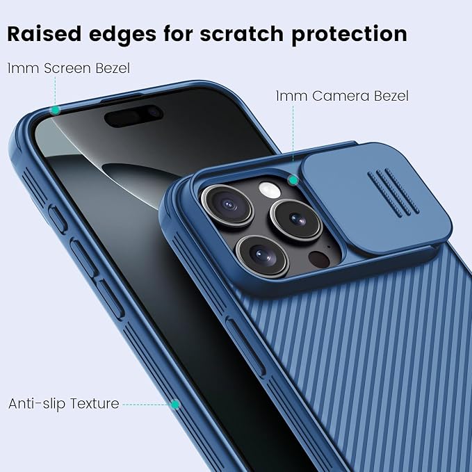 Nillkin Magnetic for iPhone 16 Pro Max Case, Upgraded Slide Camera Cover, Compatible with Magsafe, Slim Shockproof Protective Phone Case for 16 Pro Max 6.9 inch, Blue - Image 7