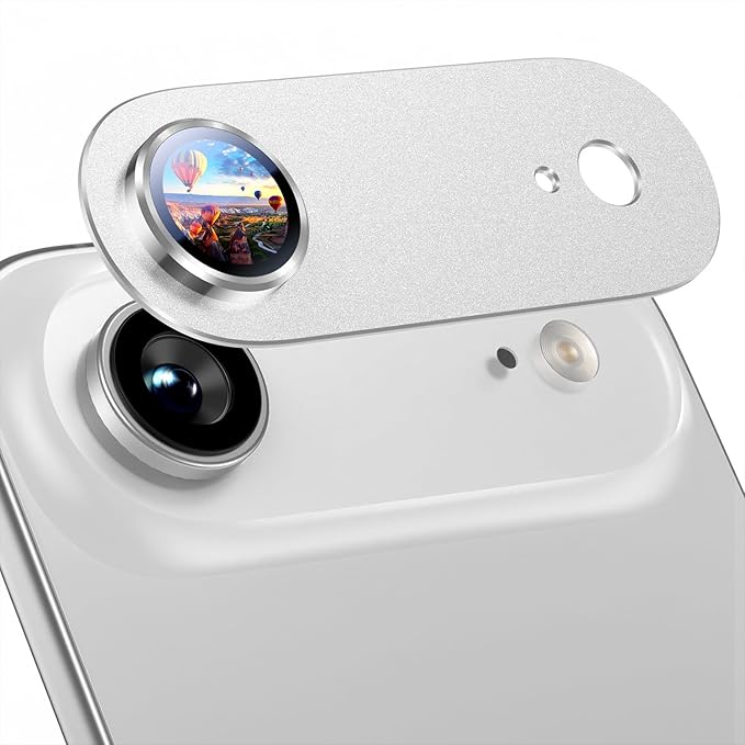 Uyiton for iPhone Air Camera Lens Protector, Metal Frame Glass Cover | Not Easy to Break, Strong Adsorption, Case-Friendly, Metal 9H Sapphire Glass Rear Camera Screen Cover, Cloud White by Uyiton