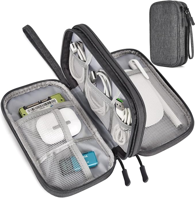 Electronic Organizer Travel Cable Accessories Bag, Electronic Organizer Case, Waterproof Electronic Accessories Organizer Bag for Power Bank, Charging Cords, USB Cable (Dark Gray) by Unknown