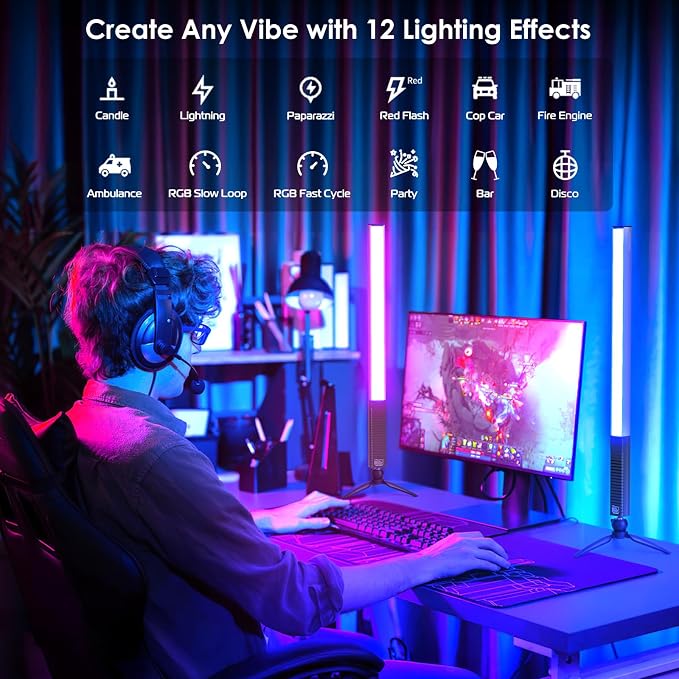 LUXCEO RGB LED Photography Lighting Portable Wand Handheld LED Video Light 1000 Lumens CRI 95+ USB Rechargeable with Remote Control, Carry Bag, Adjustable Color Temperature 3000K-6000K and 36 Colors - Image 4