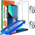 IMBZBK for iPhone 13 Screen Protector, 9H+ Tempered Glass, 2+2 Pack | 9H+ Hardness, Military Grade Shatterproof, Case Friendly, Bubble Free Auto-Dust Removal, with 2 Camera Lens Protectors by IMBZBK