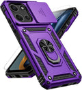 for Motorola Moto G 2025 / Moto G 2026 / Moto G Play 2026 Case, with Slide Camera Cover HD Screen Protector [Military Grade 16ft. Drop Tested] Ring Holder Kickstand Protective Phone Case, Purple by PUSHIMEI