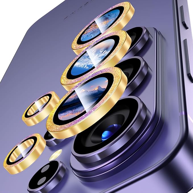 Uyiton for Samsung Galaxy S26 Ultra Camera Lens Protector, Unique Design | Case-Friendly, Ultra-Thin, Military-Grade Sapphire Glass with Aluminum Metal Rear Camera Screen Cover, Glitter Colorful - Image 7