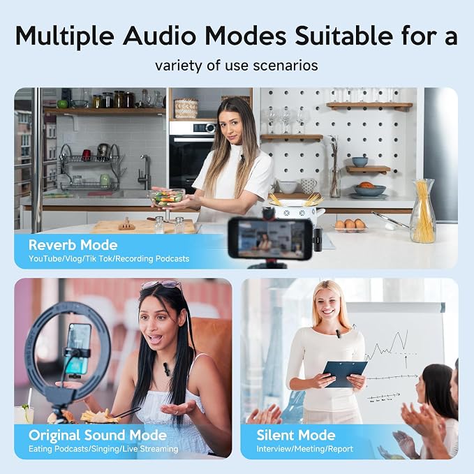 Wireless Mini Microphone for iPhone/Android:Lapel Microphone for Video Recording,Plug and Play,Live Streaming and Podcasting-Textured Black - Image 3