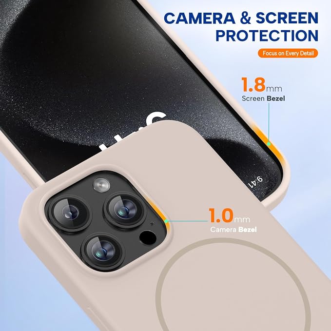 miracase Magnetic for iPhone 15 Pro Max Case, [Soft Anti-Scratch Microfiber Lining], Compatible with MagSafe, Liquid Silicone Case Shockproof Drop Protection Phone Case for 15 ProMax, Sand - Image 4