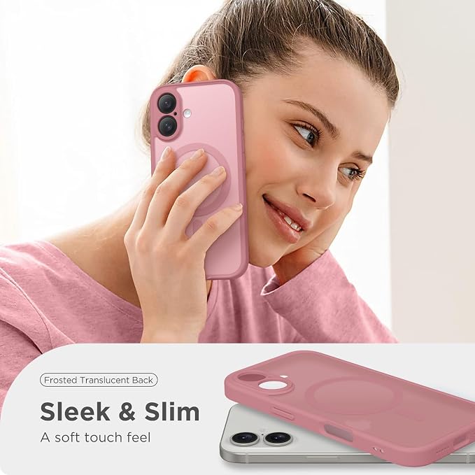 CAPRARO for iPhone 16 Case, Compatible with MagSafe | Upgraded [Full Camera Protection] Protective Translucent Matte Women Girl Magnetic Phone Case Cover, Apricot Pollen - Image 7