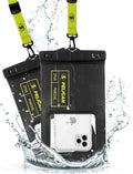 Pelican 2 Pack Marine Waterproof Phone Pouch (XL) - Black/Hi-Vis Yellow | Touchscreen IP68 Floating Waterproof Phone Case w/Detachable Lanyard - Fits All Phones - Beach Cruise Ship Travel Essentials by Pelican