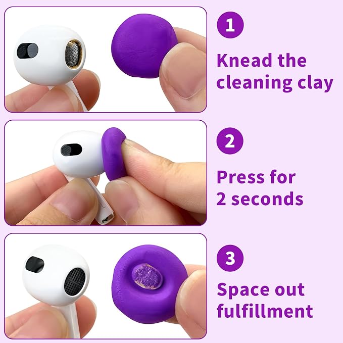 Cleaner Kit for Airpod, Phone Earbud Cleaning Putty, fit for iPhone Speaker | Cleaning Kit fit for iphone port Earbud Phone Ear Wax Dirt, Cleaning with Putty, Cleaning Pen, Cleaning Cloth & Brushes - Image 4