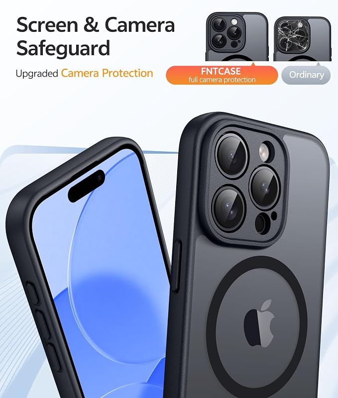 FNTCASE for iPhone 13 Pro Max Case, Fit for Magsafe, Full Camera Protection | Translucent Matte Magnetic Phone Back, 14FT Military Grade Drop Proof, Slim Shockproof Protective Cover, Black - Image 4