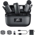 Wireless Lavalier Microphone for iPhone Android, Plug & Play Clip-On Mini Mic with Noise Cancellation, 2.4GHz Wireless Recording, Charging Case, for TikTok YouTube Live Streaming Interview by Unknown