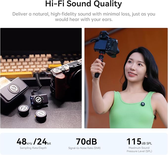 Hollyland Lark M2 Wireless Lavalier Microphone for Camera/PC/Laptop/Phones, 48KHz 24Bit, 1000ft Range, Noise Cancel, 40H Battery for Video Recording (Camera Version) - Image 5