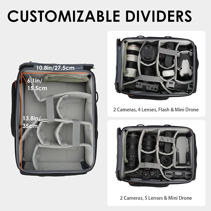 TARION Medium Camera Insert Bag Quick Access DSLR Inner Case Organizer M | Fits 2 Cameras 7 Lenses Drone Gear, Full Back Opening, Framed Top Lid, Protective Insert Cube, 14.6x11x6.7" ShellCore M - Image 2
