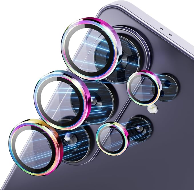 CloudValley for Samsung Galaxy S26 Ultra Camera Lens Protector | 9H Tempered Glass + Aluminum Alloy Lens Protective Ring Ultra-HD Individual Lens Cover,Colorful by CloudValley