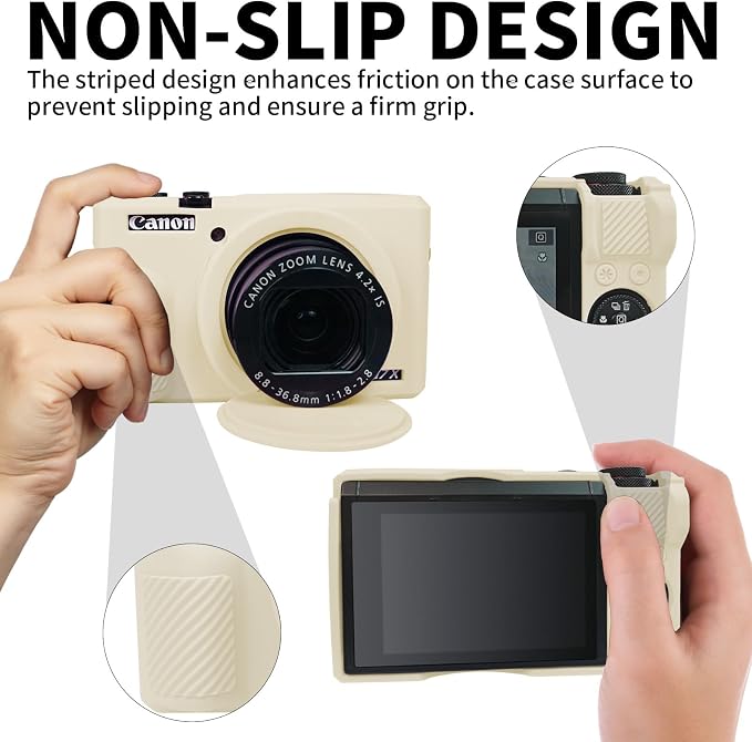 Easy Hood Camera Case Cover for Canon Powershot G7X Mark III Camera(Beige) | With Removable Lens Cover,Soft Silicone Protective Case,Anti-Scratch,Slim Fit,Enhanced Grip,Lightweight Camera Accessories - Image 3