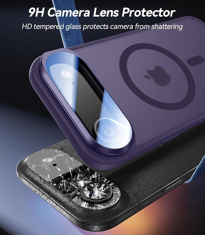 VOFATA [Upgraded Full Camera Protection] for iPhone Air Case with Camera Cover Stand [Fit for MagSafe][10FT Mil-Grade Protection] Translucent Magnetic Phone Cover for iPhone 17 Air Case, Purple - Image 2