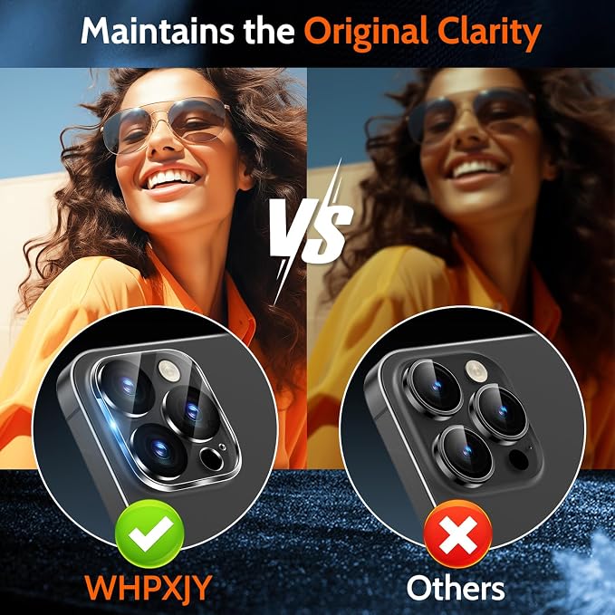 WHPXJY (3 Pack Camera Lens Protector Compatible for iPhone 16 Pro / 16 Pro Max Tempered Glass, Ultra HD Clear/Maintains Original Clarity/Shatterproof/Anti-scratch/Easy to Install/Case Friendly - Image 3