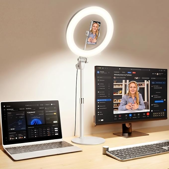 Desk Ring Light with Stand for Computer, Zoom Lighting for Computer | 30 Light Modes for Video Conference, Video Calls, Home Office, Desk Lighting for Video Recording, Podcast, Webcam, Stream - Image 2