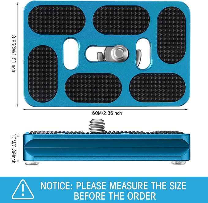 Frienda Quick Release Plate Tripod 1/4-20 DSLR,Pu60,Blue | Tripod Mount Plate, Camera Tripod Mount for DSLR Camera Tripod Ball Head , Metal, 1.9 x 1.5 x 0.4 Inch - Image 2