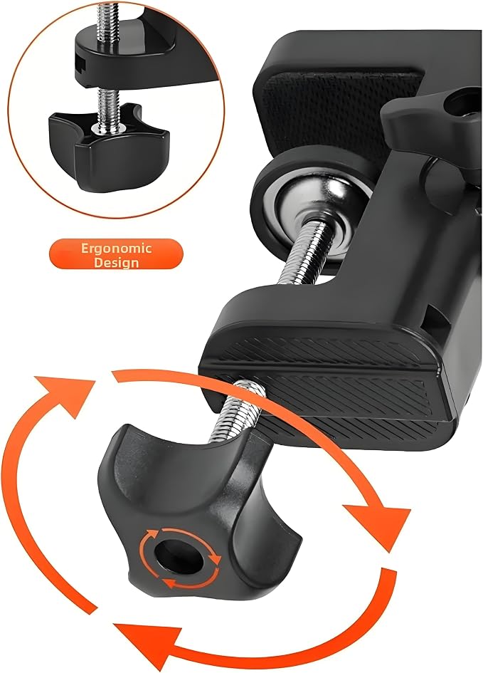Heavy Duty Table Clamp Mount for Microphone Boom Arm, 2-in-1 C-Clamp Design for Mic Stand, Overhead Camera Arm, Desk Lamp Base – Fits up to 2.56 inch/6.5cm Desktop Thickness, 1 PCS - Image 5
