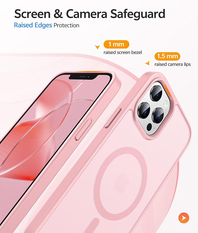 FNTCASE for iPhone 12 Pro Max Case, Fit for Magsafe, Translucent Matte Back | Strong Magnetic Charging, Shock Absorbent, 14FT Military Grade Drop-proof, Anti Slip, Light Pink - Image 6