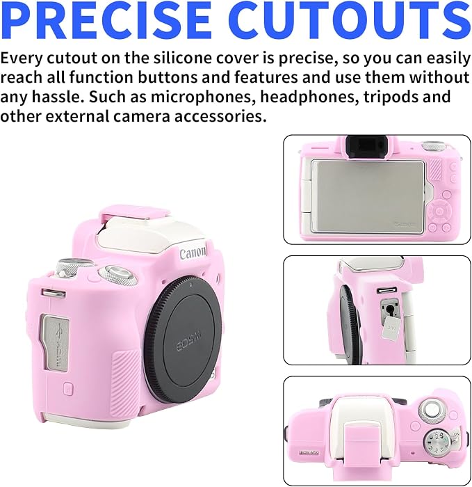 Easy Hood Camera Case for Canon EOS M50/M50 Mark II Digital Camera Pink | Soft Silicone Case Cover, Anti-Scratch, Dustproof, Shockproof, Slim Fit, Lightweight, Easy to Install, Easy to Clean - Image 2