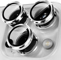 YWXTW CameraLens Protector,[1 Step Installation Tray] Tempered Glass Screen Metal Individual Cover Accessories Case Friendly (Silver Titanium) (iPhone 15 Pro/15 Pro Max) by YWXTW