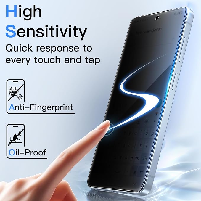 JETech Privacy Screen Protector for Samsung Galaxy S26 Plus, 2+2 Pack | Anti-Spy Tempered Glass, with Camera Lens Protector, Easy Installation Tool, Fingerprint ID Compatible - Image 8