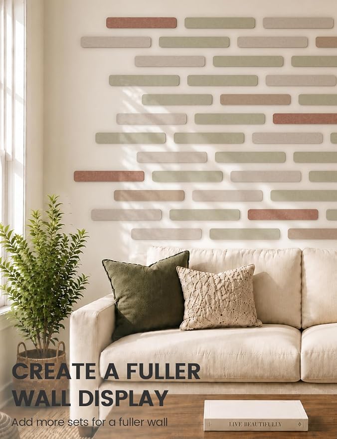 Fluxynara 13" x 2" Felt Wall Panels, Boho | 5-Pack Includes 35 Push Pins and Adhesive Tabs for Photos, Notes and Decor in Bedroom Doors, Home Office or Studios - Image 7