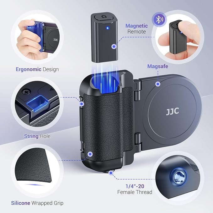 (1+1) 67mm Magnetic iPhone Lens Filter Mount + iPhone Snap Grip Set | Magnetic Filter Adapter for iPhone 16 15 14 Pro/Pro Max Plus w Cold Shoe & 1/4" Hole Pull-Out to Fit Pro Max Plus (No Filters - Image 7