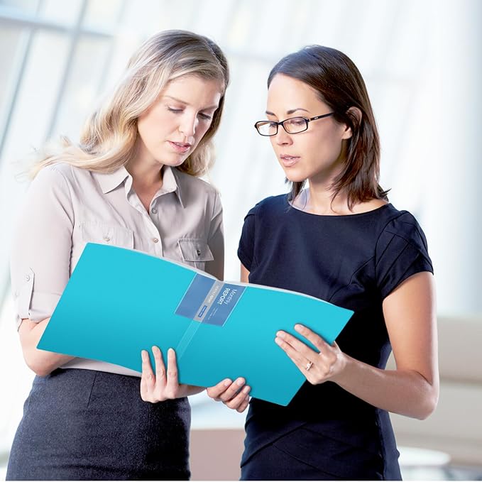 Dunwell 9x12 Presentation Binder, 24 Pockets, Displays 48 Pages, Aqua | Displays 48 Pages, Clear Plastic Sleeves, Acid-Free Poly, Fits 9x12 & A4 Documents - Image 3