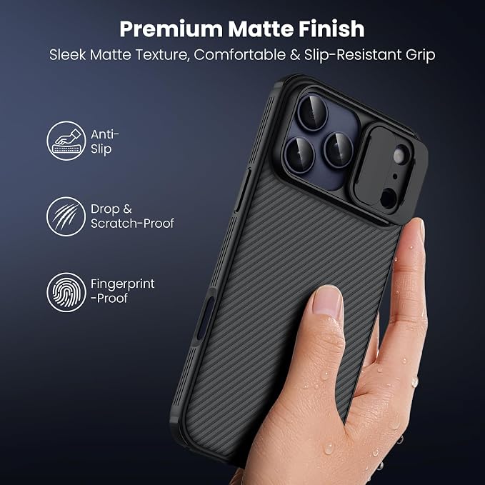 Nillkin for iPhone 17 Pro Case with Slide Camera Cover & Thin Slim Fit | Shockproof Protective | Protector Privacy | Phone Case Camera Lens Protector, Black - Image 5