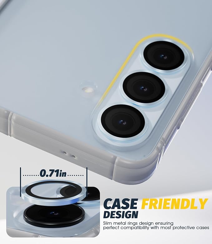 Orzero (2 Sets Camera Lens Protector for Samsung Galaxy S26 / S26 Plus, [EZ Install] [Case-Friendly] 9H Tempered Glass CD Pattern Lens Cover, Military-Grade Shockproof, HD Clarity Anti-Glare (Blue) - Image 7