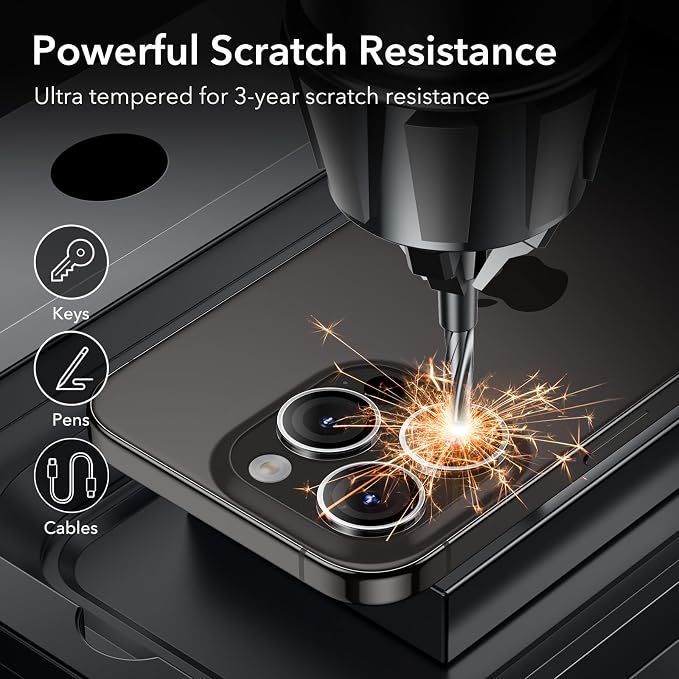ESR 2 Pack Camera Lens Protector for iPhone 15 Pro Max/15 Pro/14 Pro Max/14 Pro, Ultra-tough HD Individual Lens Protectors, Scratch Resistant, Ultra-thin Tempered Glass, Armorite Series, Clear | Individual Camera Cover, 9H Tempered Glass, Original Came... - Image 5