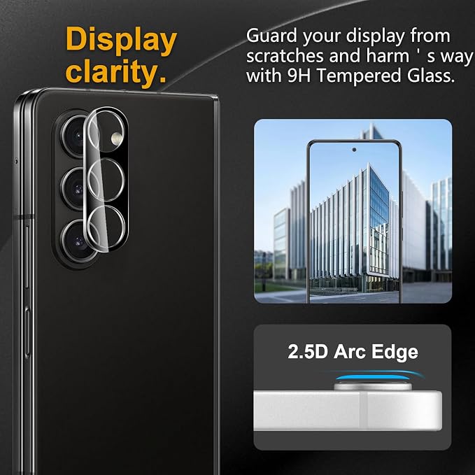 3 Pack Camera Lens Protector for Samsung Galaxy Z Fold 5 | Tempered Glass,Anti-Fingerprint,9H Hardness,Scratch Resistant,Easy to Install,Bubble Free,HD Clarity - Image 2