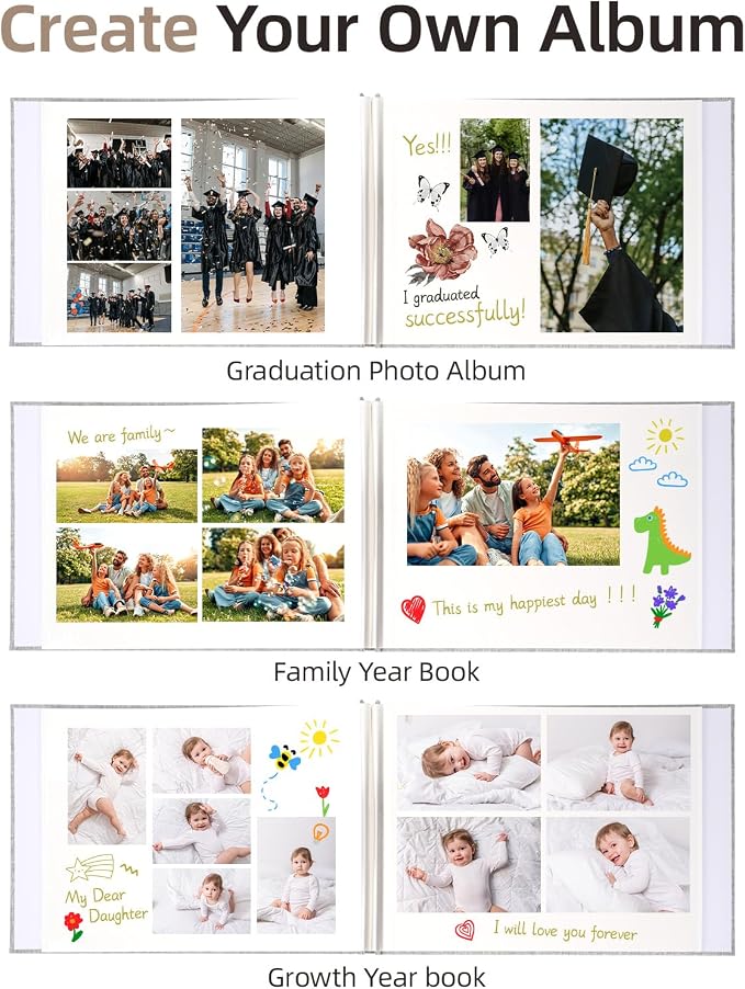 Vienrose Extra Large Self Adhesive Photo Album 11x14 20 Pages Gray | 12X16.4 Inch, Art Portfolio Binder, Graduation And School Memory Book, Certificate Binder - Image 3