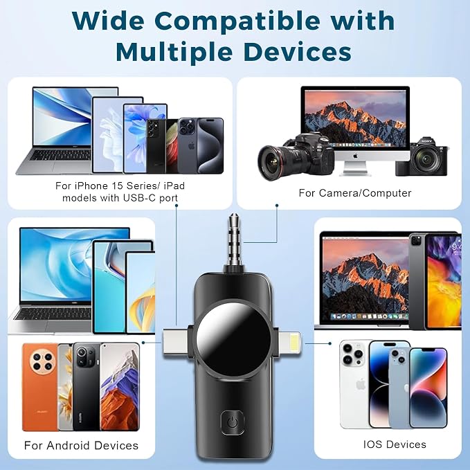 Mini Microphone for iPhone Android, 3 Wireless Lavalier Microphones | USB-C Lightning 3.5mm receiver, plug and play noise reduction mic for camera, TikTok, YouTube, vlog and interviews - Image 7