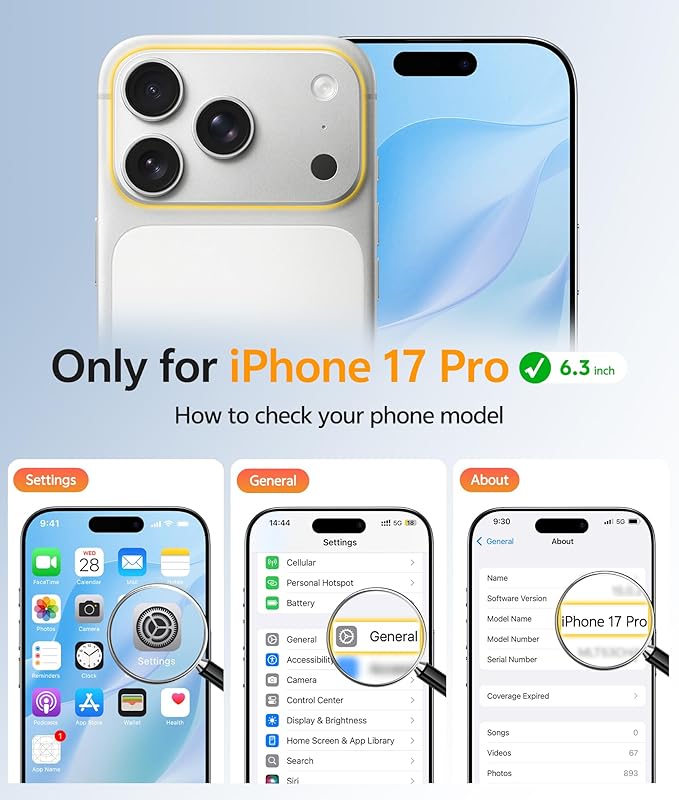 FNTCASE for iPhone 17 Pro Case, Fit for Magsafe, Screen Protector, White | Full Camera Protection, Translucent Matte, 14FT Military Grade Drop Proof, Shockproof Protective Phone Cover - Image 2